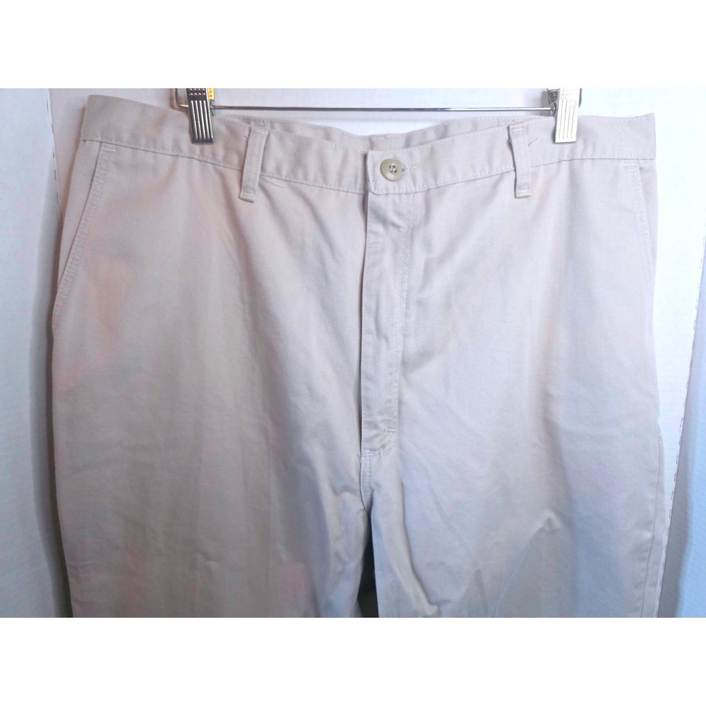 Wrangler Riata Mens 38x34 Tan Khaki Chino Pants Flat Front Cotton Twill USA Made